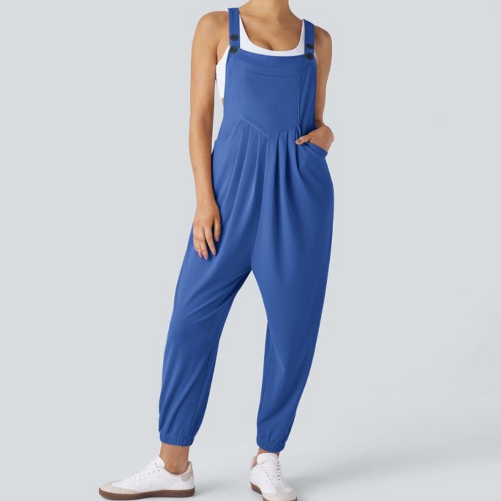 Halara Pockets Waffle Casual Jogger Overalls